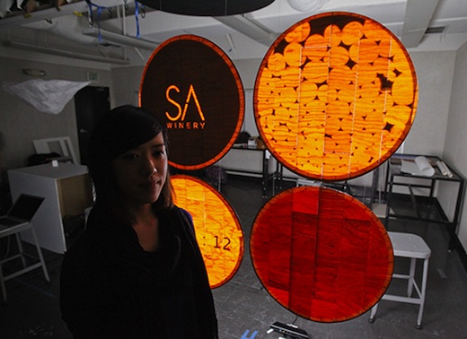 Charlene Chen with her proposed transmedia rebranding for San Antonio Winery.