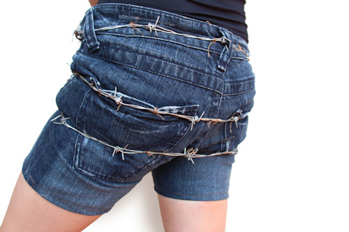 MDP student Barb Natali designed these  "barbed-shorts" to provoke dialogue about gender-relations in Uganda