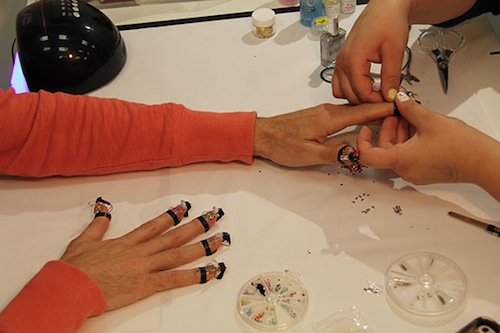 Sensors are affixed to nail gels during this high-tech manicure