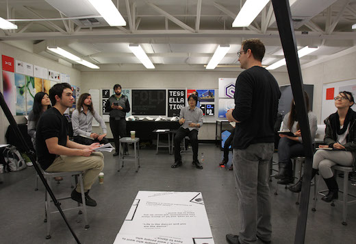 Instructor Brad Bartlett in his "Type 5: Transmedia" course. Photo: Chris Hatcher