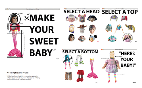 Song's Make Your Sweet baby character generating app (screenshots).