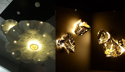 "Two Tone," washi paper lighting integrates traditional craft and digital technology. By Lia Brewster & Rita Jiang